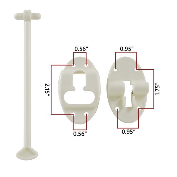 Superior Electric 7-Inch Plastic 'T' Style Entry Door Latch Holder with Hardware for RV Trailer - White RVA1618 - main